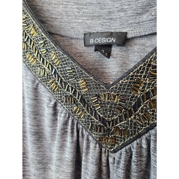 B Design Top Sz XL Gray beaded - Picture 2 of 7